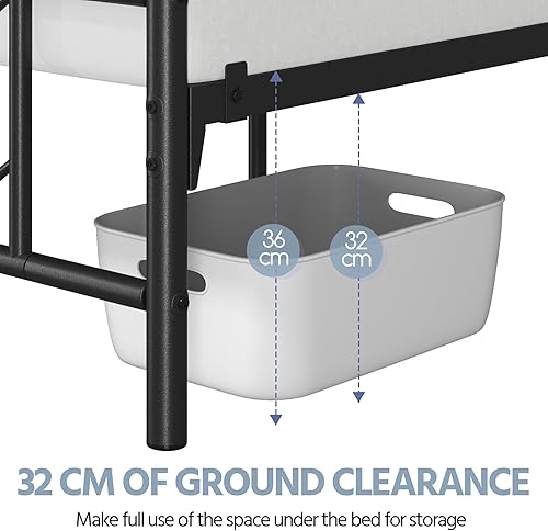 Miniatura 9 de Topeakmart Base de cama Queen con cabecera de estilo vintage, base de colchón, no necesita somier, almacenamiento debajo de la cama, soporte de