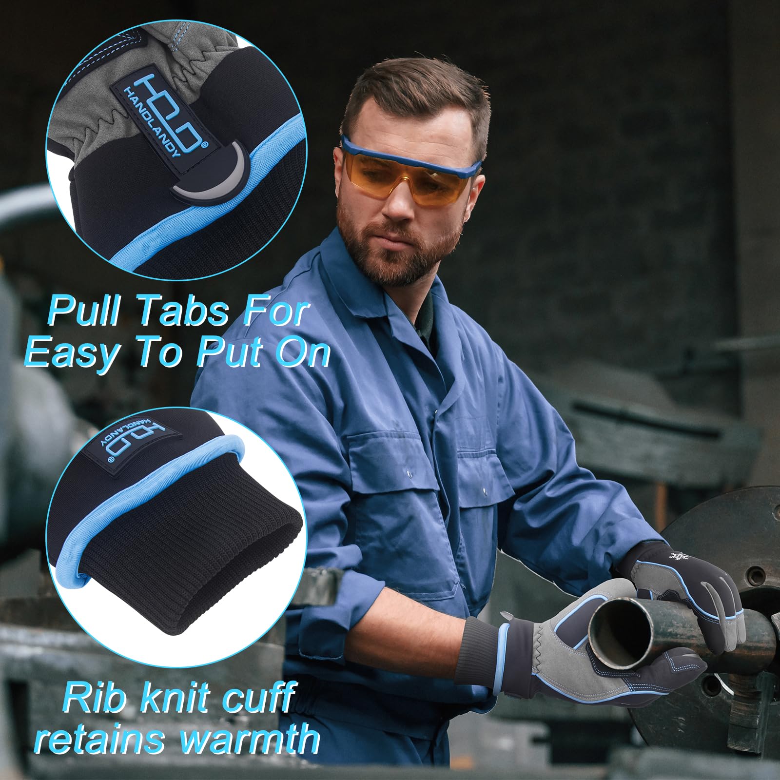Guantes de trabajo de invierno impermeables para hombres y mujeres, guantes térmicos Thinsulate 3M para pantalla táctil, guantes cálidos para esquí, correr, ciclismo, senderismo