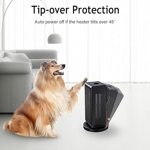 Miniatura 5 de Calentador de espacio pequeño, calentador oscilante de 70 para uso en interiores, calentador eléctrico de cerámica PTC mejorado de 1200 W,