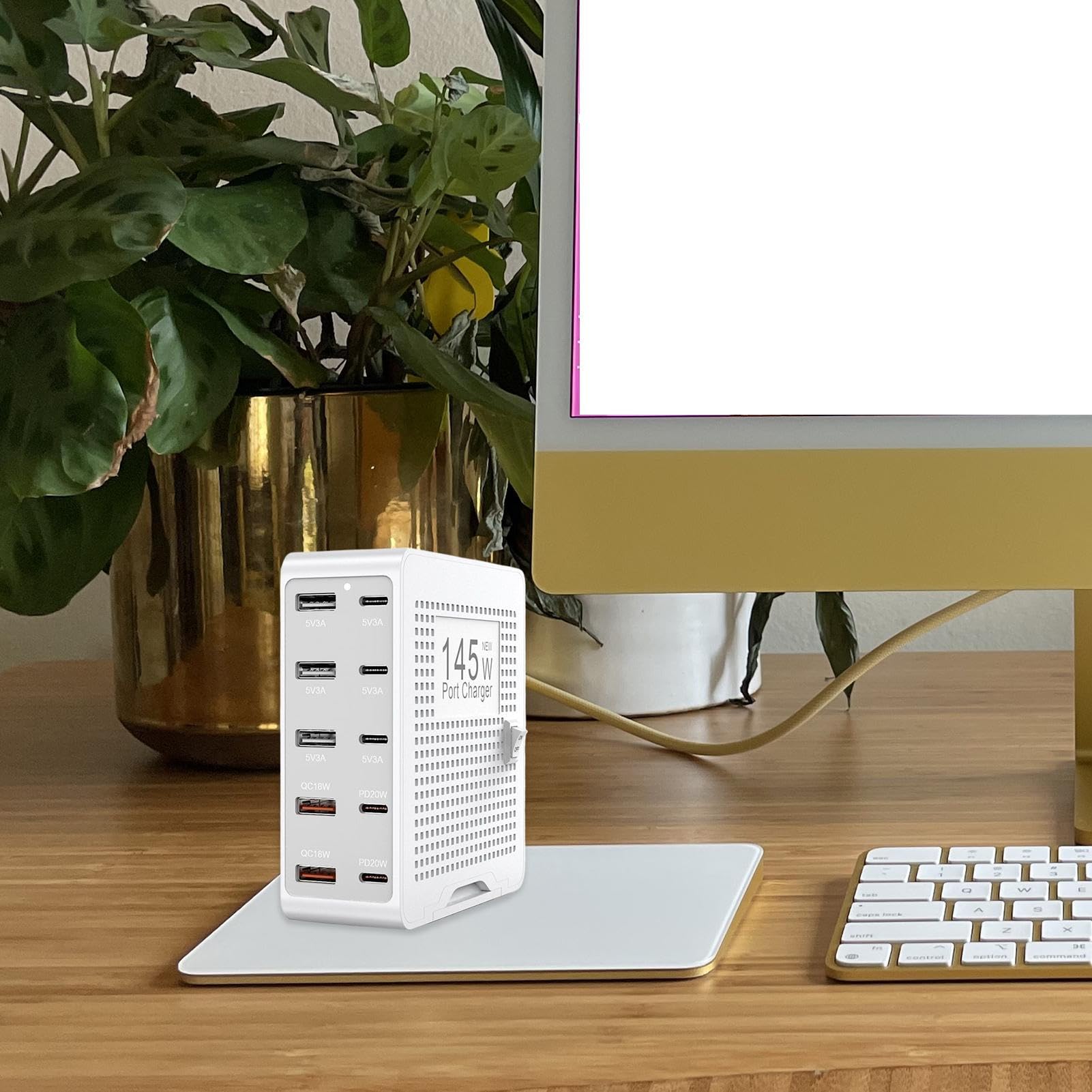 Caricabatterie USB C Adattatore Di Ricarica Veloce Con 10 Porte Per