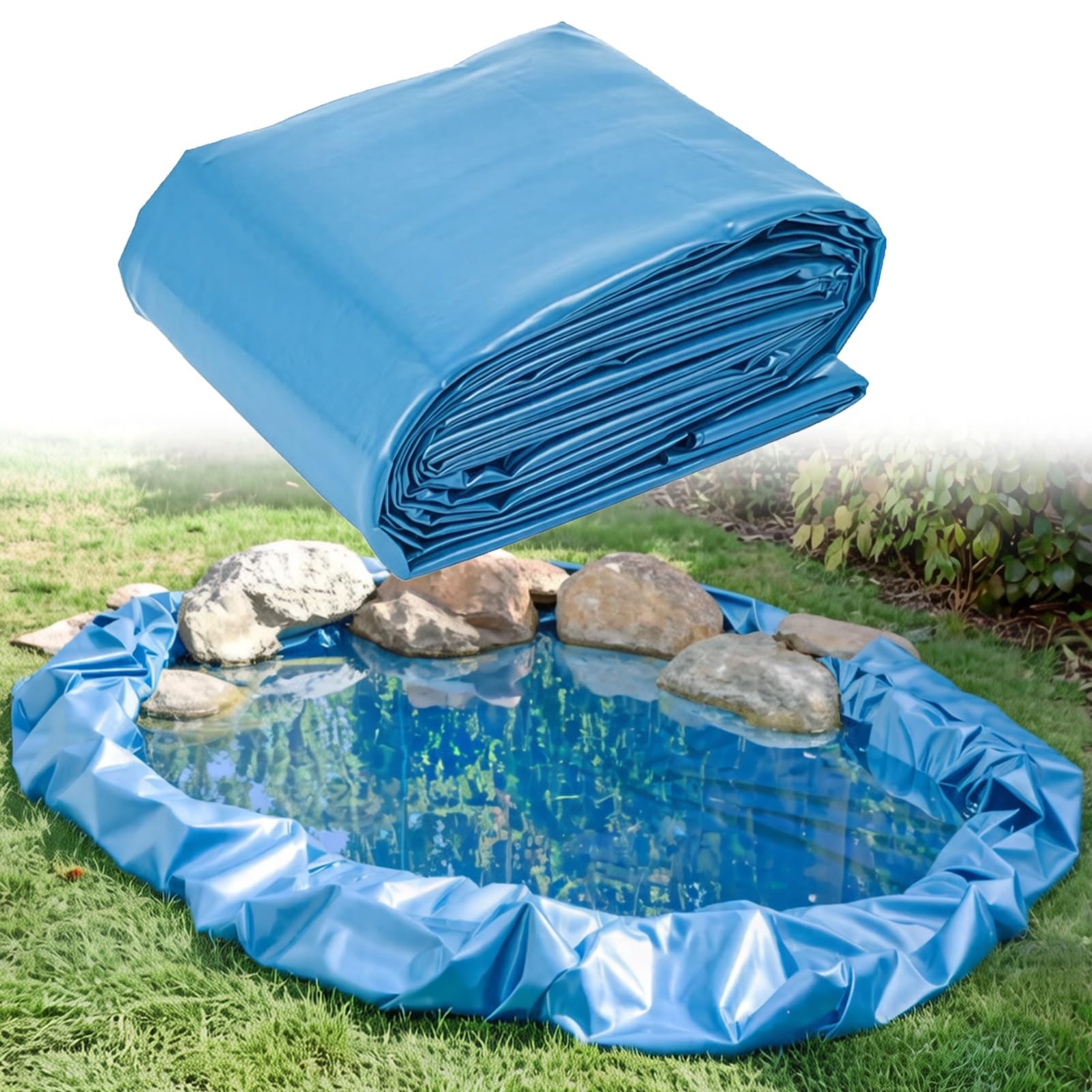 Bâche pour étang HDPE 10x12m durable, revêtement imperméable de haute densité pour poissons