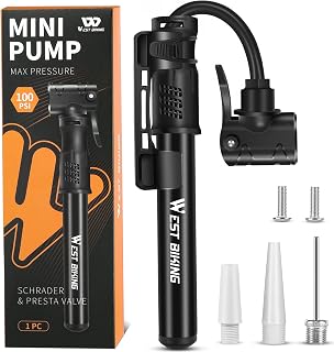 WESTBIKING Mini Bike Pump - Aluminum Alloy Portable Pump for Presta & Schrader Valves, Fast 100 PSI Inflation for Road, Mountain & BMX Bikes