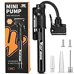 Aluminum Alloy Mini Bike Pump - Portable Lightweight Cycle Pump for Presta & Schrader Valve, Fast Tyre Inflation for Mountain & Road Bike (Black)