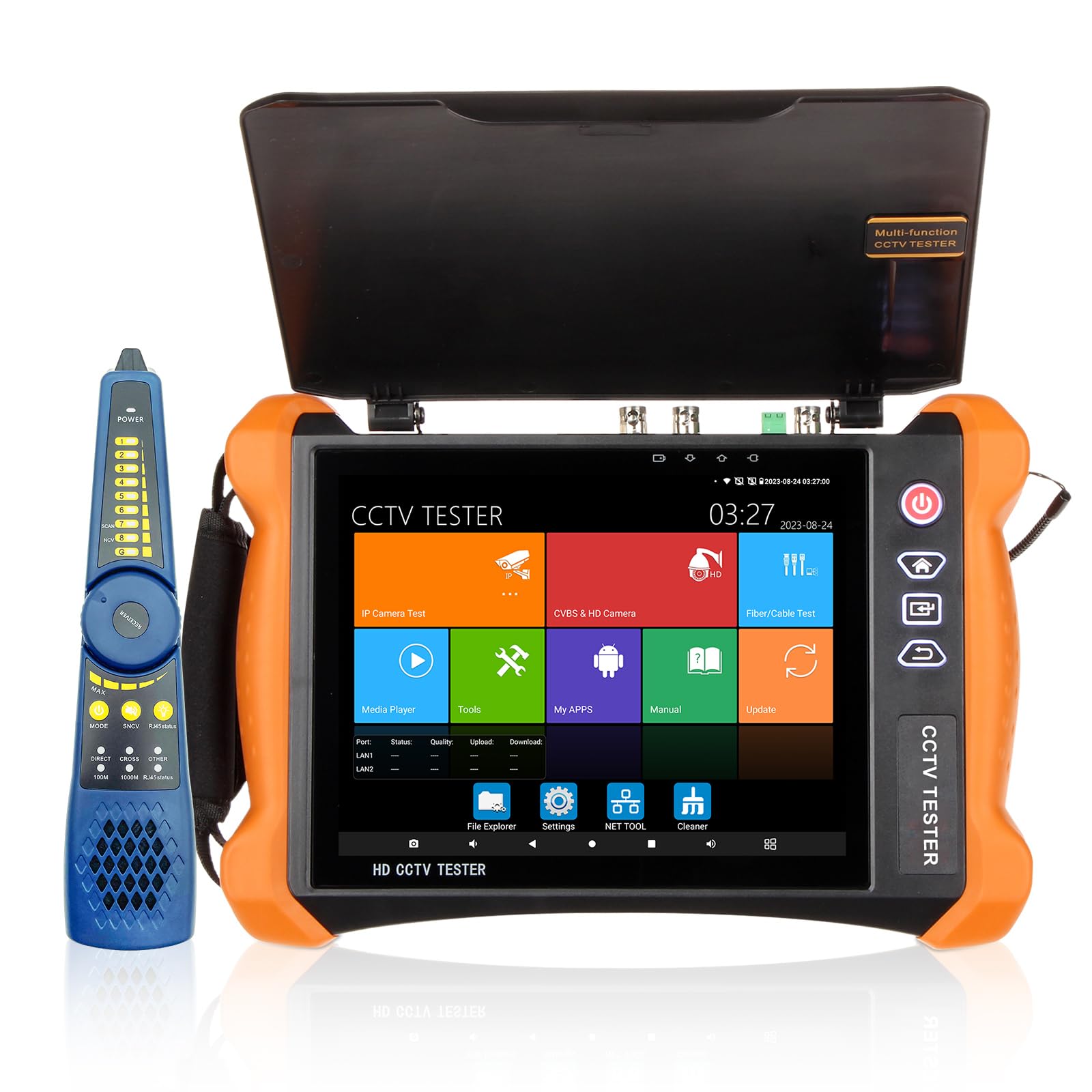 Henkion IPC CCTV Tester X9-ADHS Pro Mit 8 Zoll IPS Touchscreen Monitor, CCTV-Kameratester Unterstützt 8K 32MP IP Und 4K 8MP TVI CVI AHD SDI-Kameratests, Netzwerktester 90W POE++ HD I/O WiFi RS485 RJ45