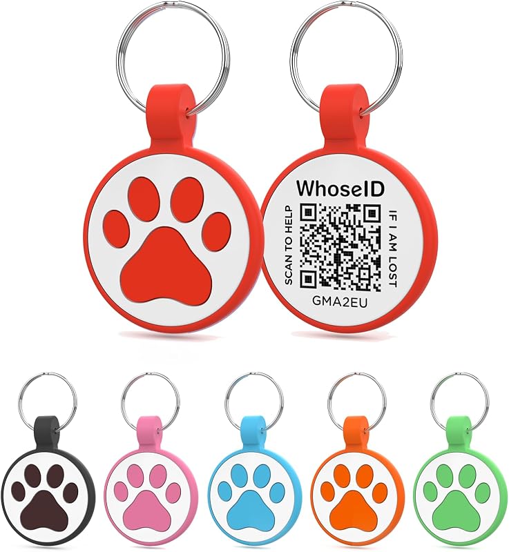 Tag QR Code para Gatos em Silicone WhoseID W23, Vermelho, 2,54 cm