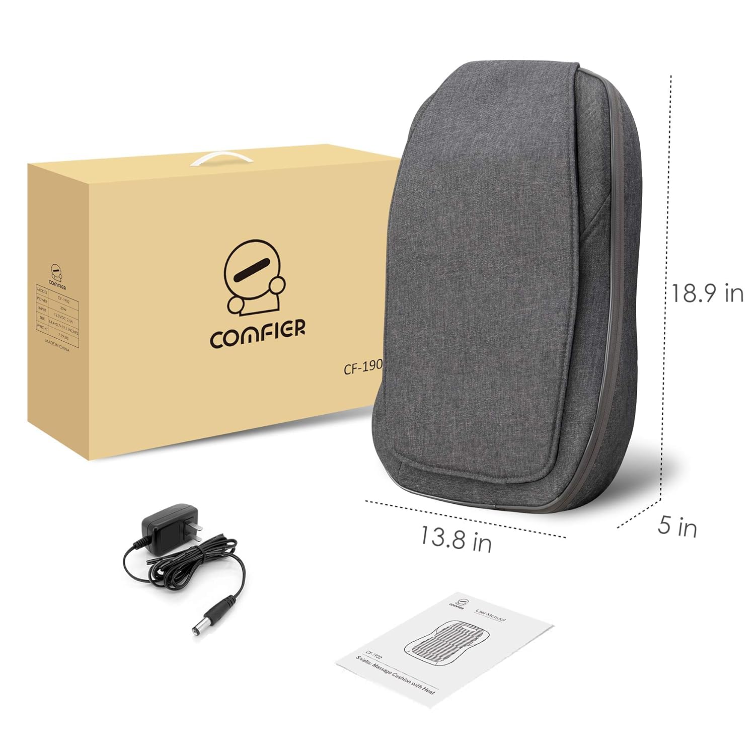 COMFIER Corded Back Massager with Heat - 12 Ball Massager For Back, Neck, Calf, Shoulder, Palm, Lower Leg, Thigh Shiatsu Massage Chair Pad with Adjustable Intensity - Image 9 thumbnail