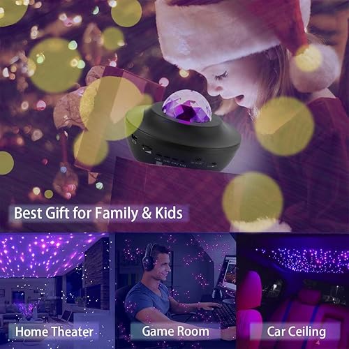 Miniatura 5 de Proyector de estrellas, proyecto de luz nocturna de galaxia, altavoz Bluetooth, temporizador de música, proyector de luz nocturna estrellada, luz de