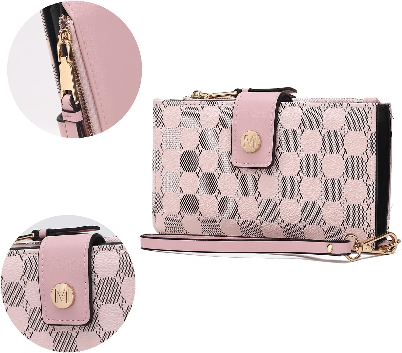 MKF Collection Wristlet Wallet for Women, Multi Compartment Circular Print Vegan Leather Wristlet Strap Purse By Mia K