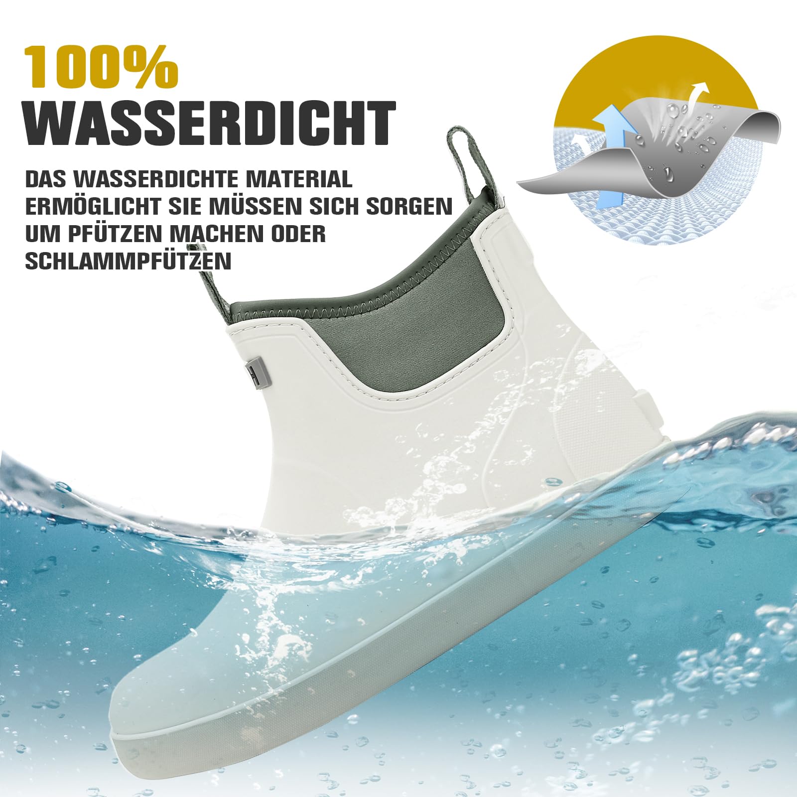 Jesindr Stivali Gomma Uomo Da Pioggia, Stivali Da Pesca, Antiscivolo Leggere Comode Shorty Boots, Impermeabile Nero Scarpe Da Giardino