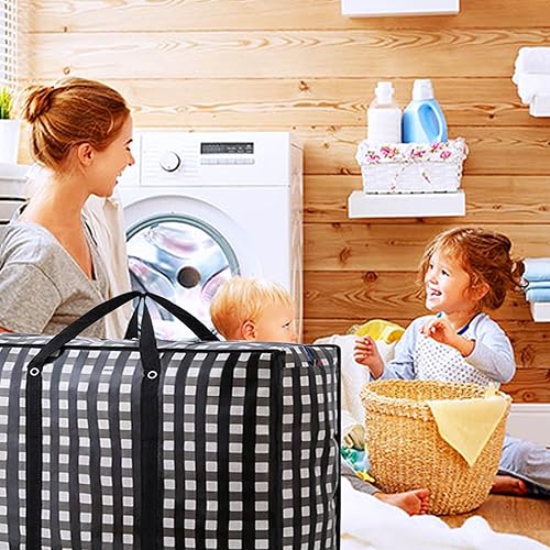 Miniatura 7 de Bolsas de mudanza grandes resistentes, bolsas de almacenamiento grandes de 162L con cremallera duradera, organizadores grandes impermeables de gran