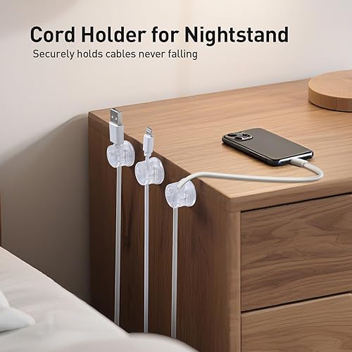 Miniatura 7 de AGPTEK Paquete de 8 clips magnéticos para cables, clips de soporte de cable giratorios de 360 mejorados para mesita de noche, organizador de cables