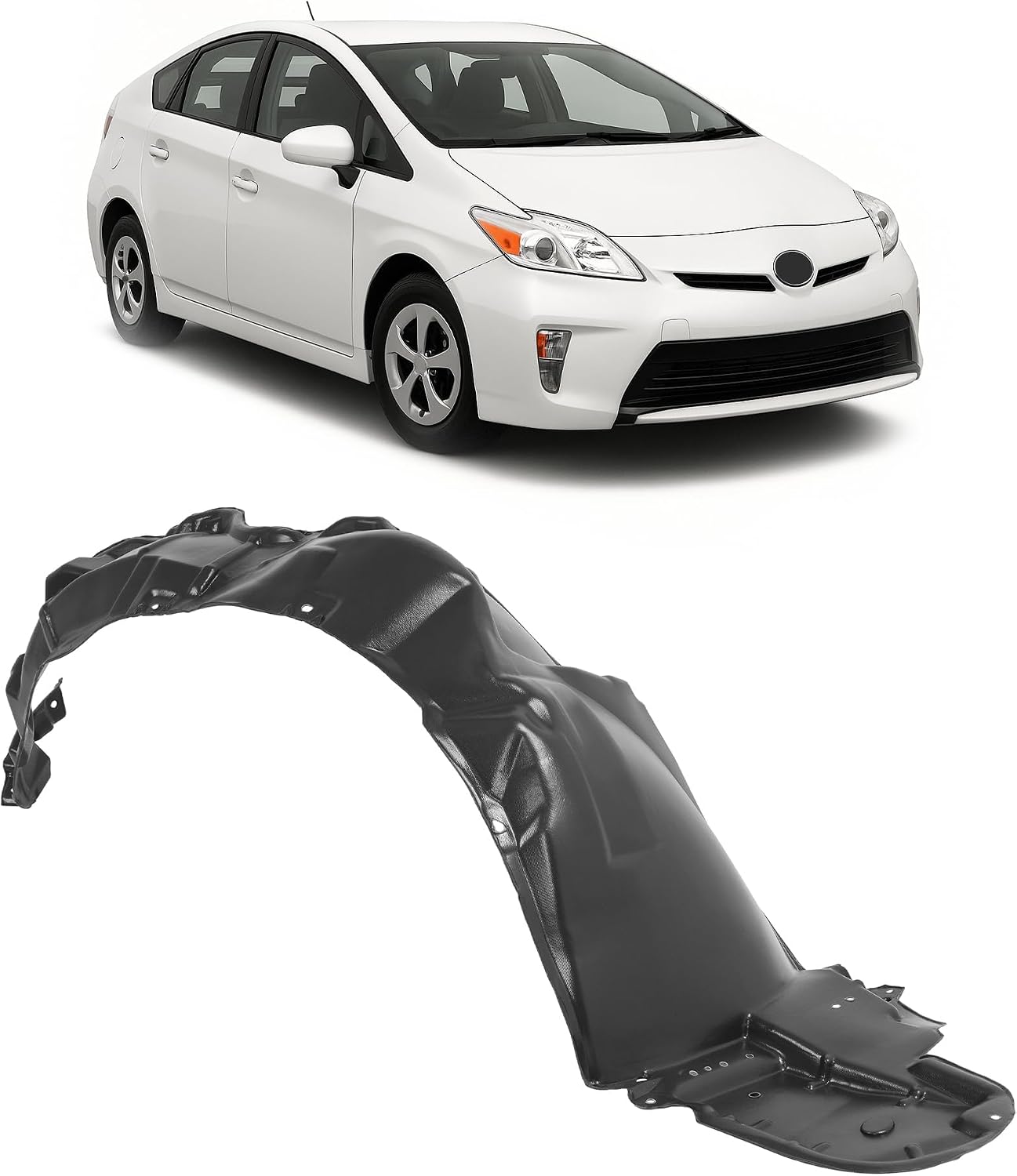 ALMULOO Front Right Fender Liner Inner Panel Compatible with 2010-2015 Toyota Prius Replacement for TO1249158 5387547030 W/O Insulation Foam Wheel Liner Splash Shields Guard Passenger Side
