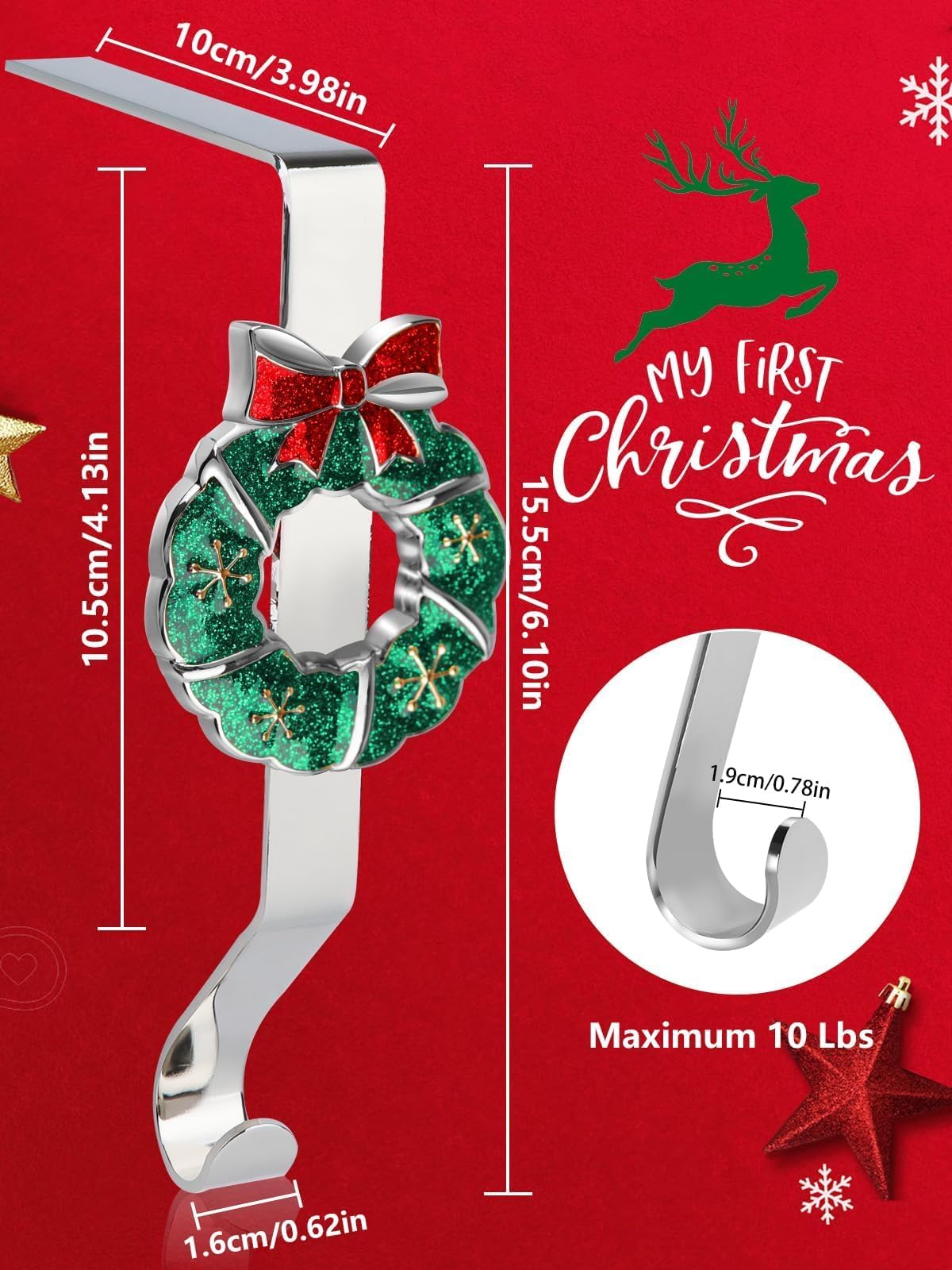 Ganci Camino Natalizi Alce Appendini Calze Natale A Forma Di Alce - Set 4 Pezzi Per Camino Ganci Per Camino