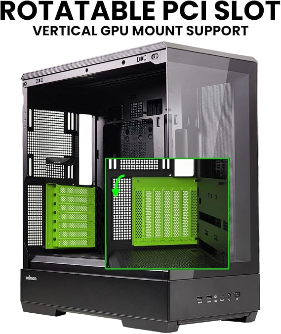 Zalman P50 ATX Mid-Tower Premium PC Case - Panoramic Tempered Glass, Hinged Cable Management Doors, Back-Connect Motherboard Compatible, Barebone Computer Chassis, Black