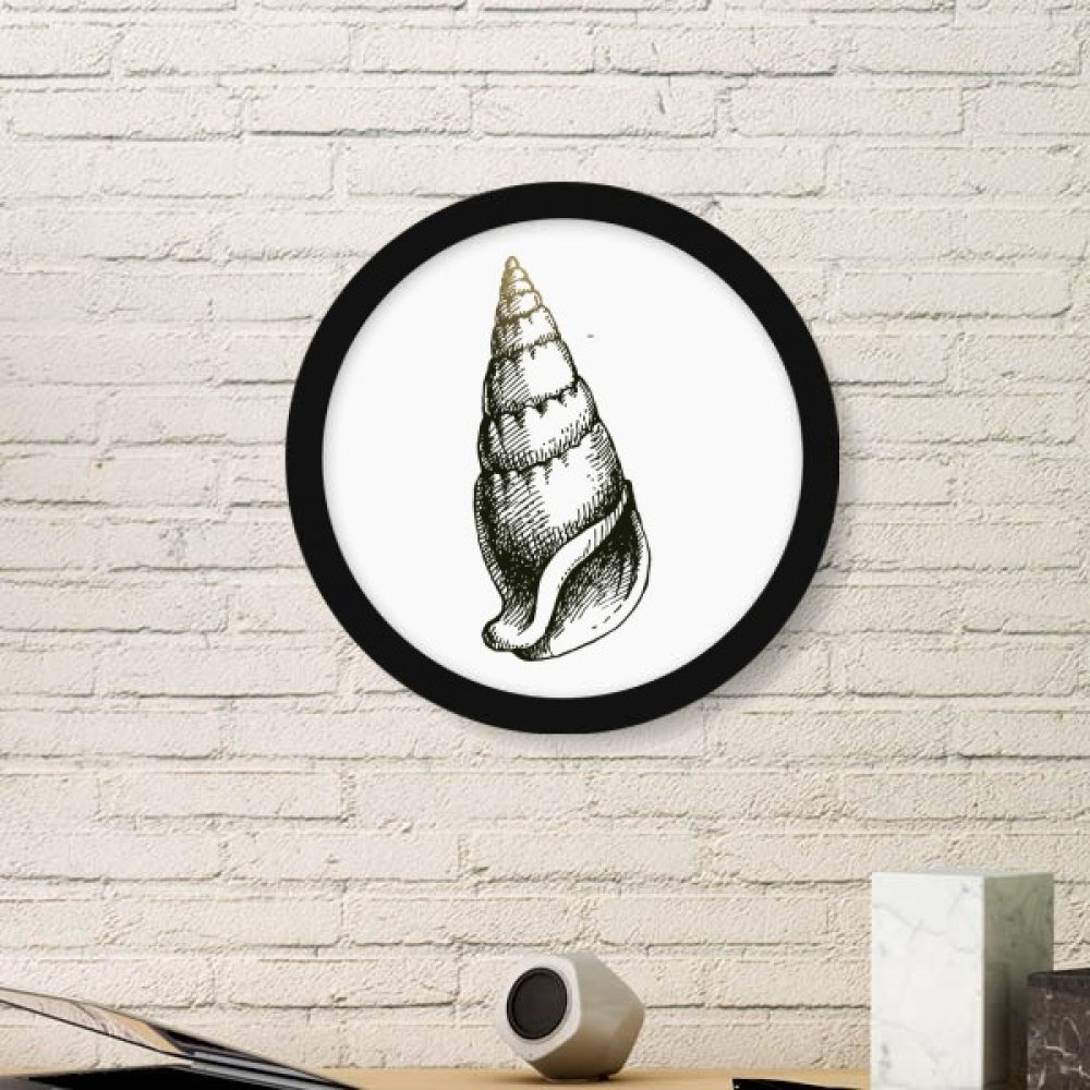 Peinture cadre photo ronde en bois motif escargot marin pour une ambiance bord de mer