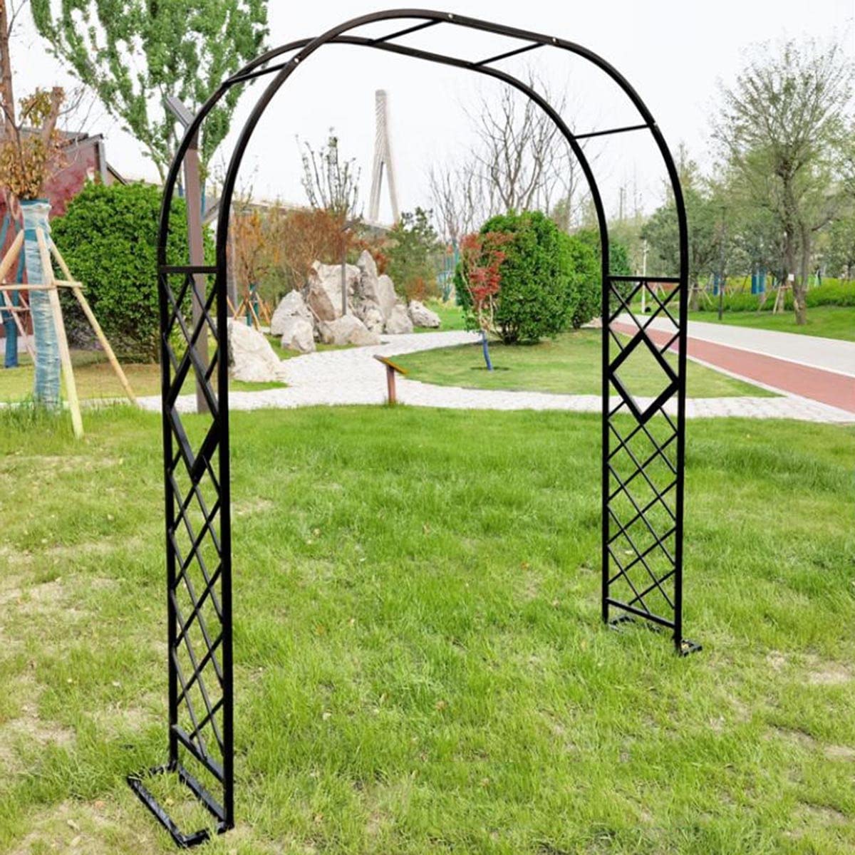 Rostfreies Metallgitter für den Garten, verzinkt, Schmiedeeisen, für Kletterpflanzen, Outdoor-Hochzeitsdekoration, erhältlich in 140/180/220/260/300/340 cm Breiten, Schwarz