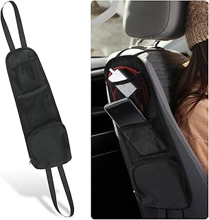 SAVITA Car Seat Side Organizer, Practical Multi-Pocket Hanging Bag for Side Storage for Car Seats Front Seat Accessories for Holding Mobile Phone Wallet Beverages (Black)