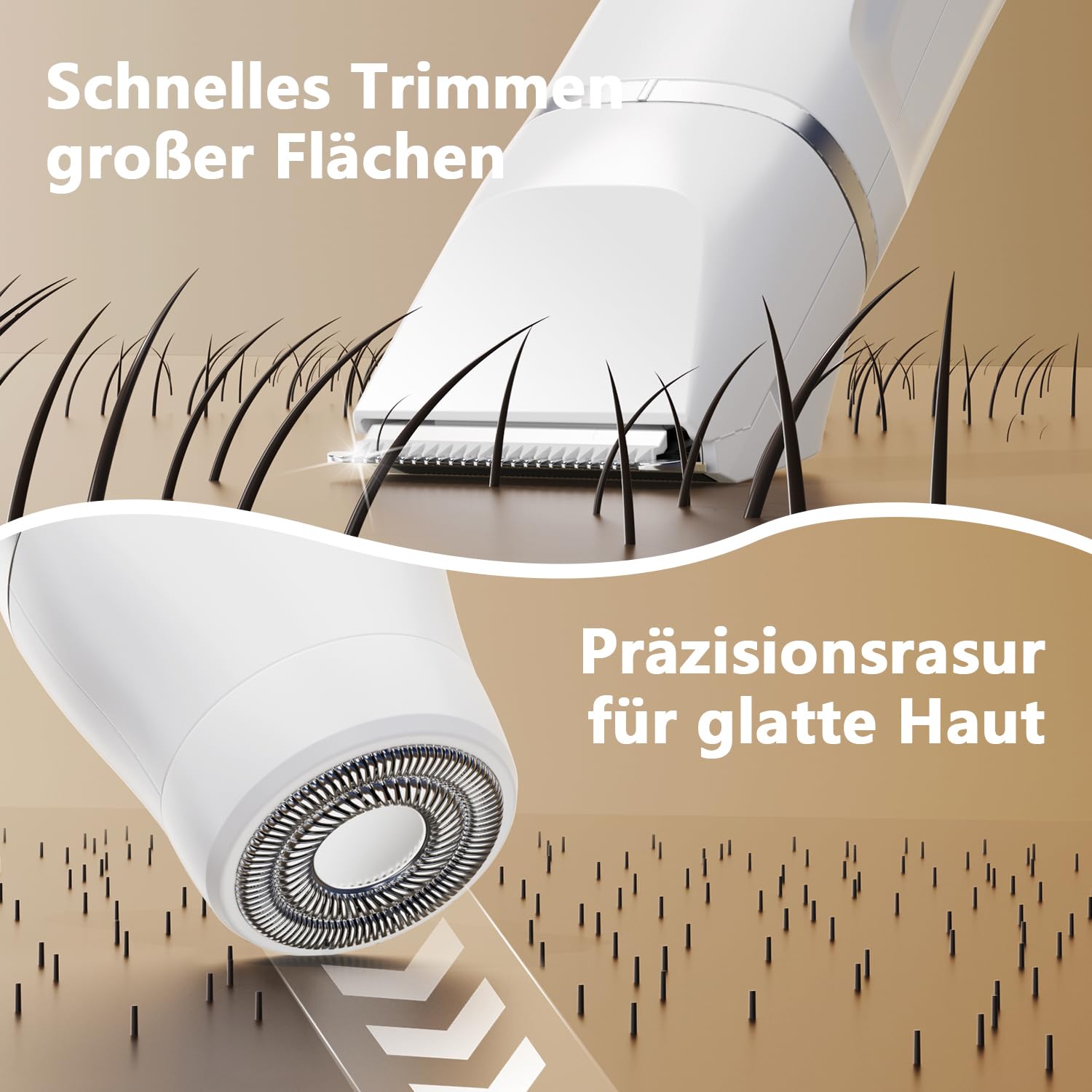 Intimrasierer für Frauen, Rasierer Damen Intimbereich Sanft, 2 in 1 Elektrischer Damenrasierer, Bikini Trimmer Wasserdicht für Körper Gesichtshaare, Damen Rasierer, Präzisions-Trimmer