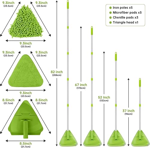 Miniatura 5 de Wall & Baseboard Cleaner Mop Tool with 82'' Long Handle, 360 Degree Rotating 3-in-1 Ceiling Cleaning Tool Duster for Cleaning Painted Walls, Window