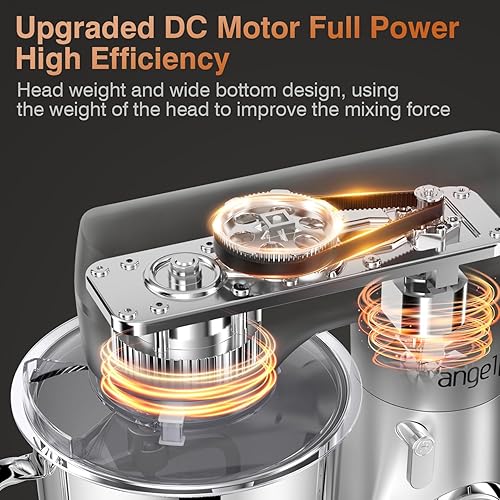 Miniatura 2 de Mini Angel Batidora de pie, batidora eléctrica de cocina de 5 cuartos de galón de 10 velocidades, batidora de alimentos de cabeza inclinable con