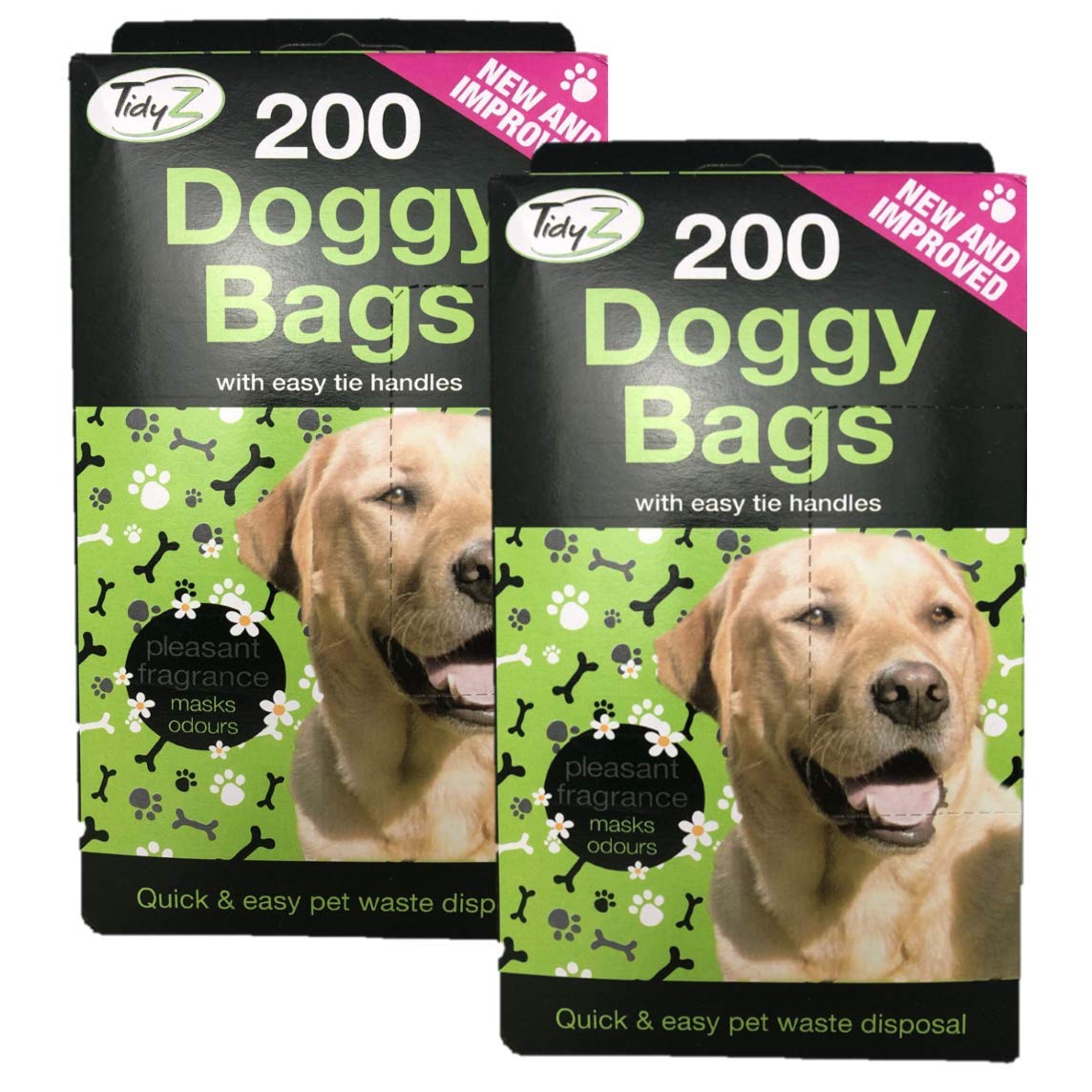 Dog Poo Bags-400 New & Improved Doggy Bags with Pleasant Fragrance-Masks Odours & Pooh-Easy & Quick Tie Handle