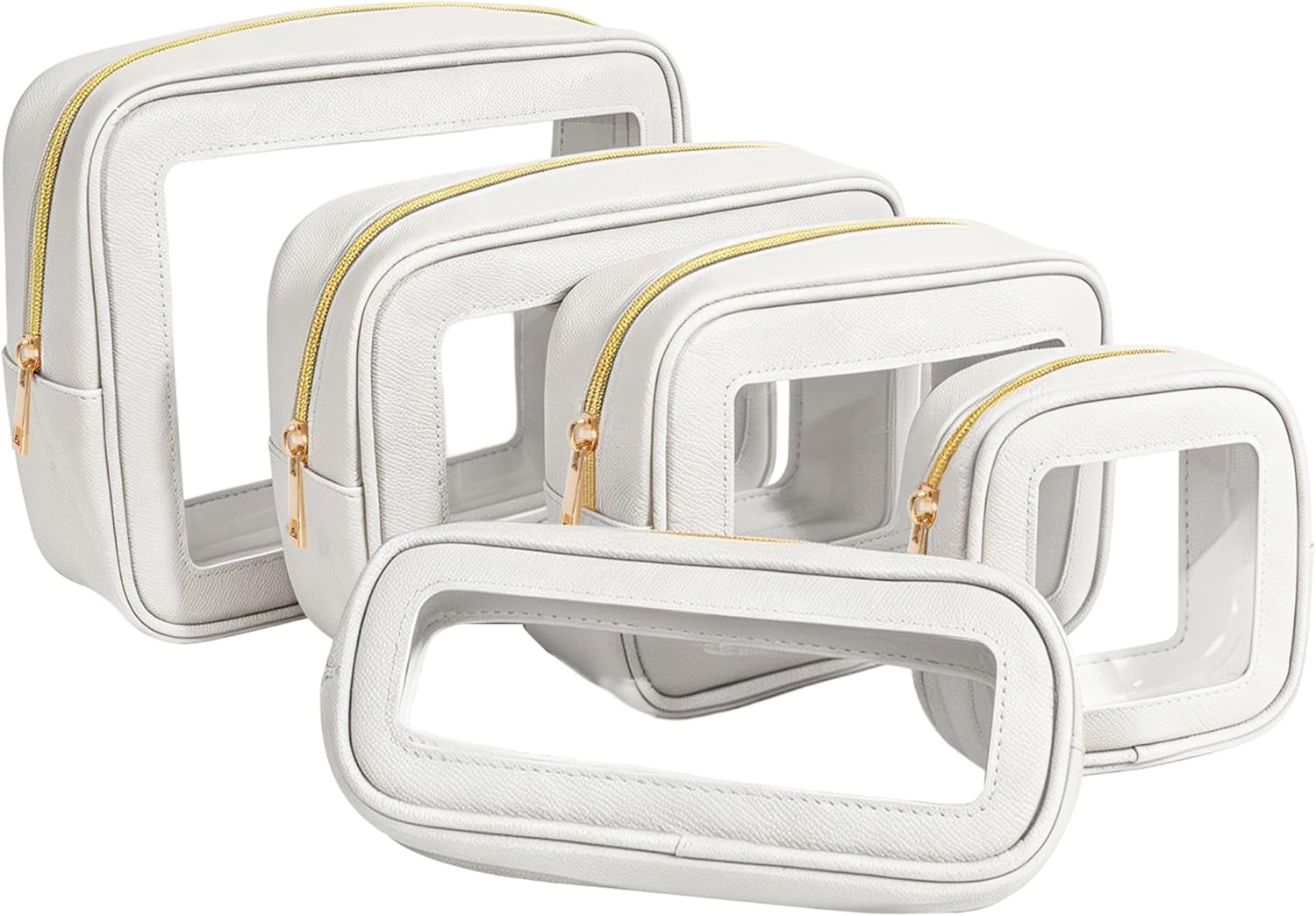 5Pcs Diaper Bag Organizer Pouch Set, Waterproof Travel Clear Makeup Bag Set for Women Small Toiletry Bag Travel Packing Organizer Bags Cosmetic Case with Zipper Compact Car Organizer Bag (White Set)