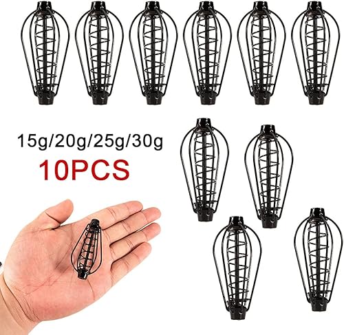 Miniatura 2 de SLNFXC - 10 comederos de pesca para carpa, 0.53oz, 0.71oz, 0.88oz, 1.06oz, 6 métodos de alambre, alimentadores de natación, herramientas para