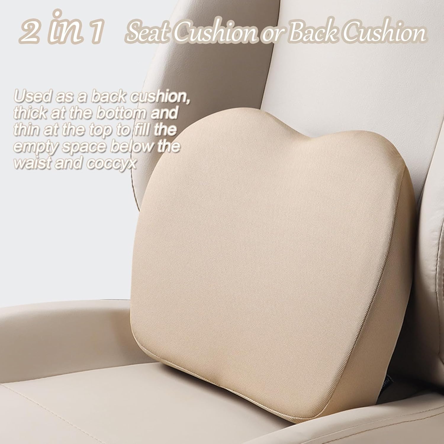 Adult Car Booster Seat Cushion for Driver, Comfort Memory Foam Wedge Car Seat Cushion for Driving Height, Seat Cushion for Car,Office Chair and Home Chair,Beige