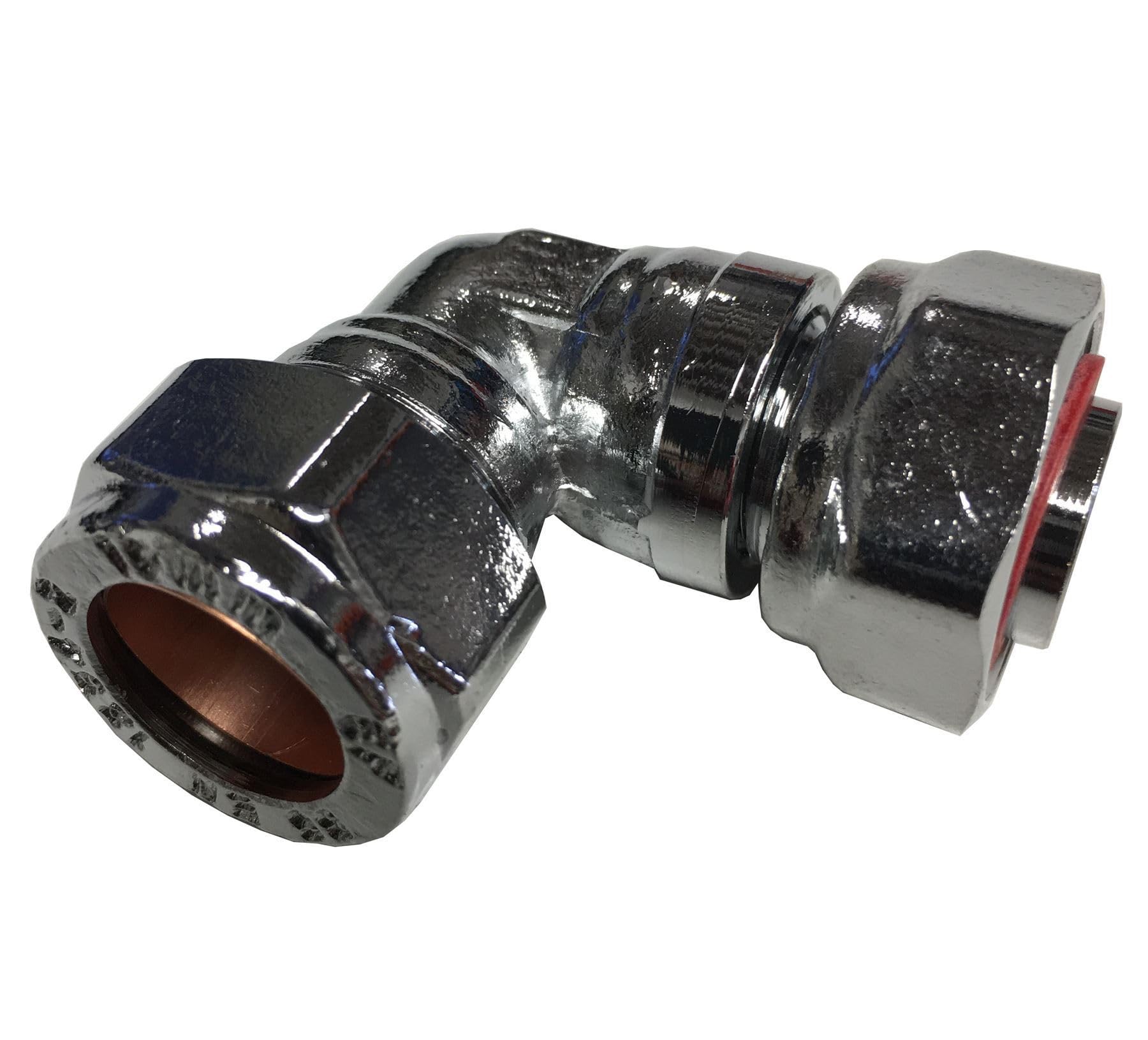 15mm x 1/2" Bent Chrome Tap Connector (15mm Chrome Pipe Fittings/Chrome Pipe Fittings / 15mm Compression Fitting/Chrome tap Connector)