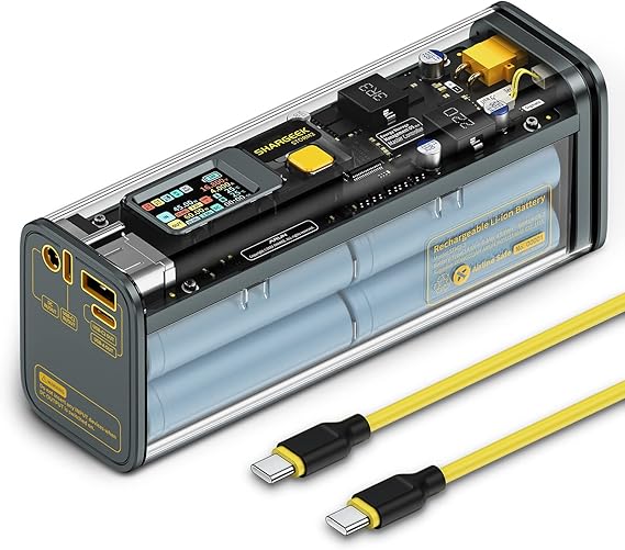 Shargeek Storm 2, 100 W Laptop-Power Bank, 25600 mAh, weltweit erste durchsichtige Powerbank mit ...