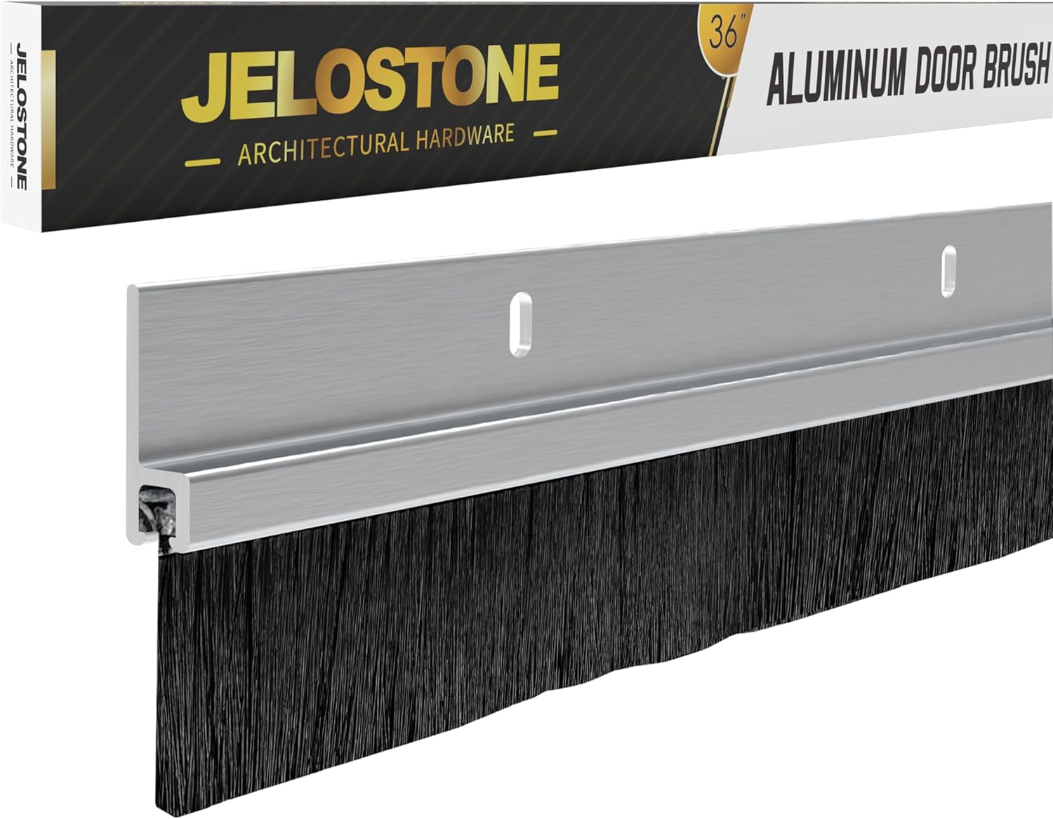 2 Pack – 36'' Premium Aluminum Door Sweep with Nylon Brush, Seals Gaps Up to 5/8", Clear Anodized Aluminum Door Sweep, UL Fire-Certified, and Built for Long-Term Performance, JS-NB161