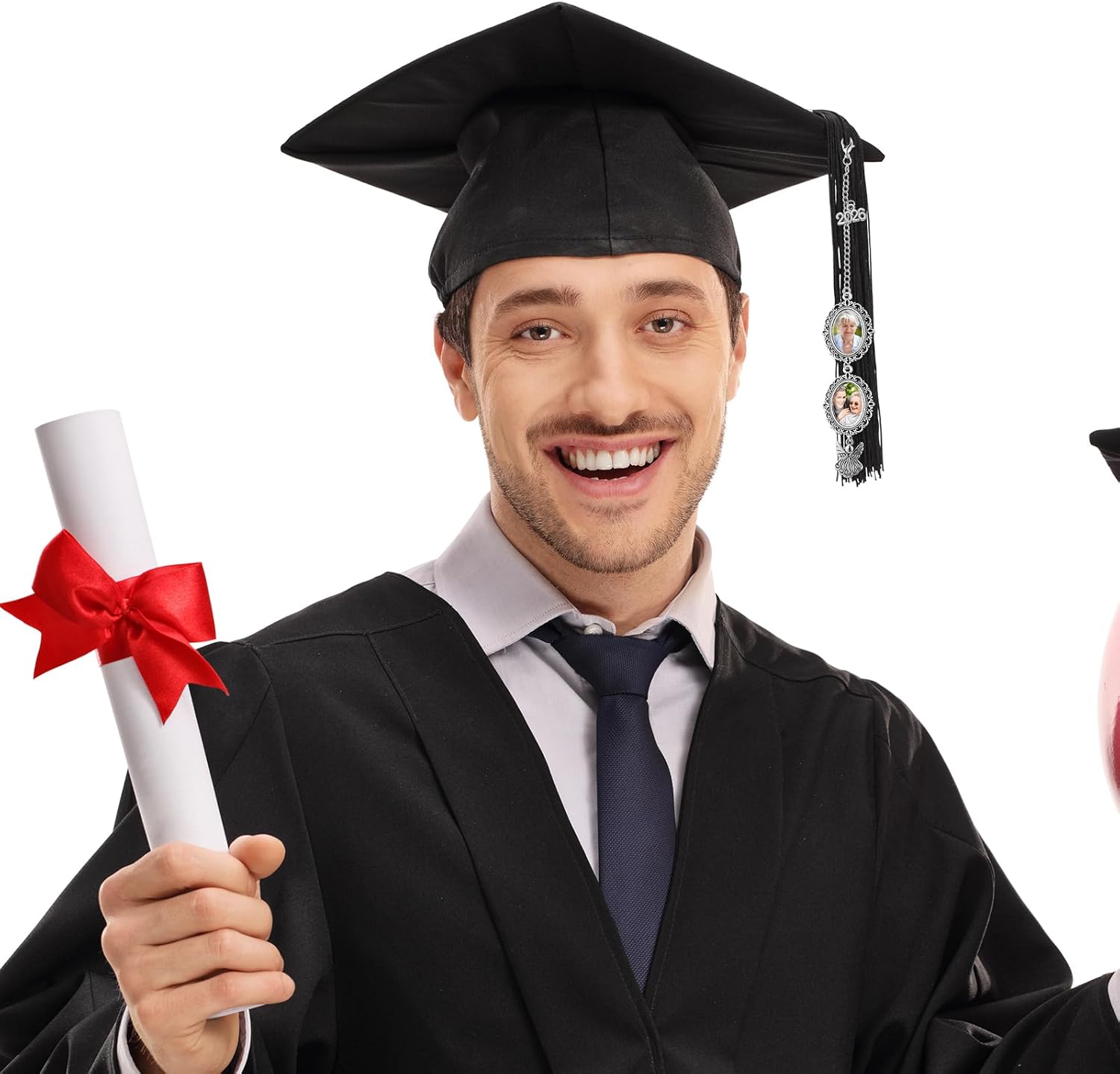 Sureio 8 Pcs Graduation Cap Memorial Photo Charm Tassel Charms for 2026 Tassel Charm Memorial Photo Class Decorations Graduation Gifts to The Cap Topper(Silver)