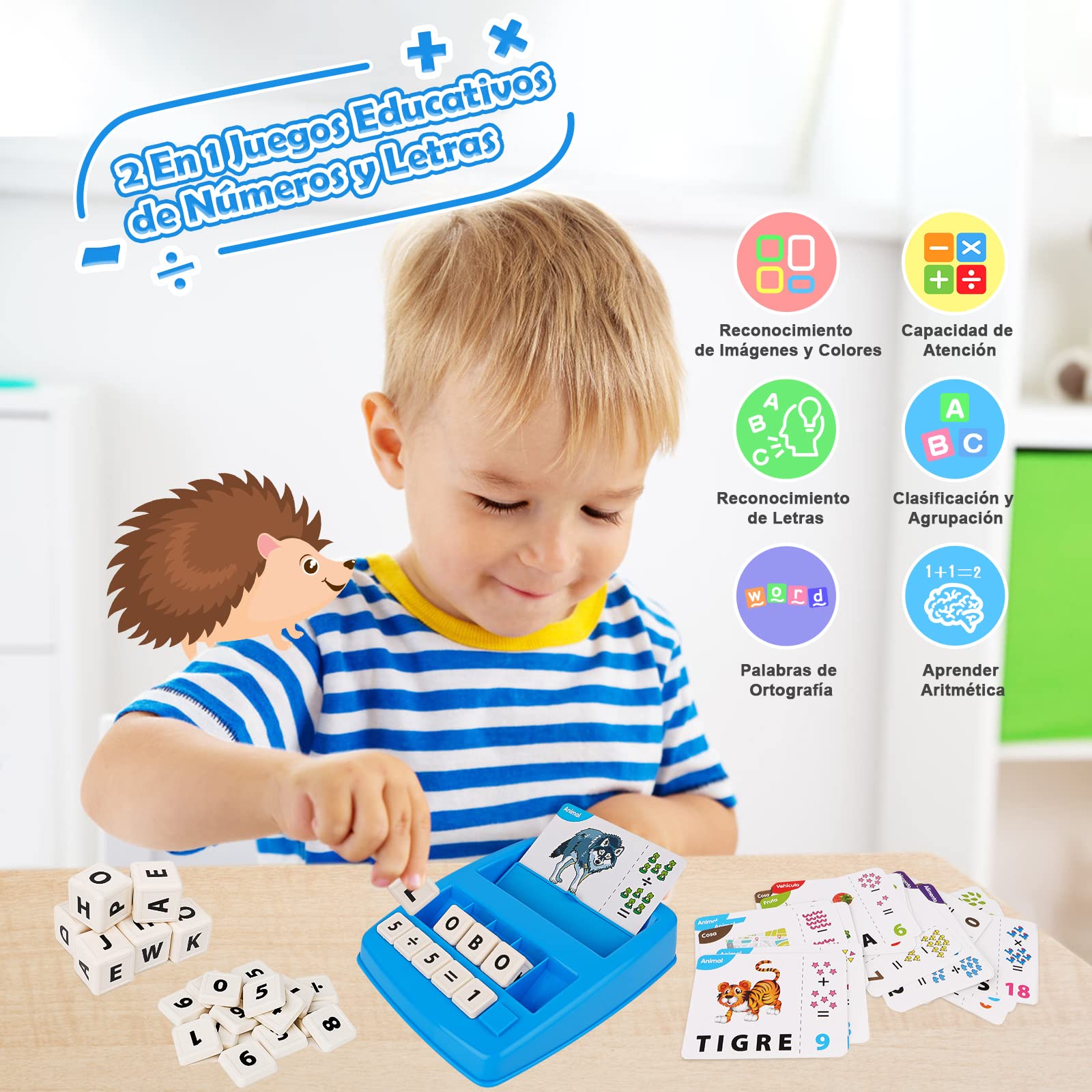 Joozmui Juguetes Niños 3 4 5 6 7 8 Años, Juegos Educativos Niños 3-10 Años Regalo Niña 3-11 Año Juegos para Niño Juguete Niña Aprender a Leer Juguete Montessori Scrabble Español