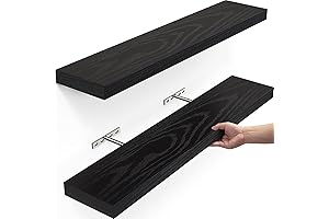 BAYKA Black Wood Shelf Set of 2