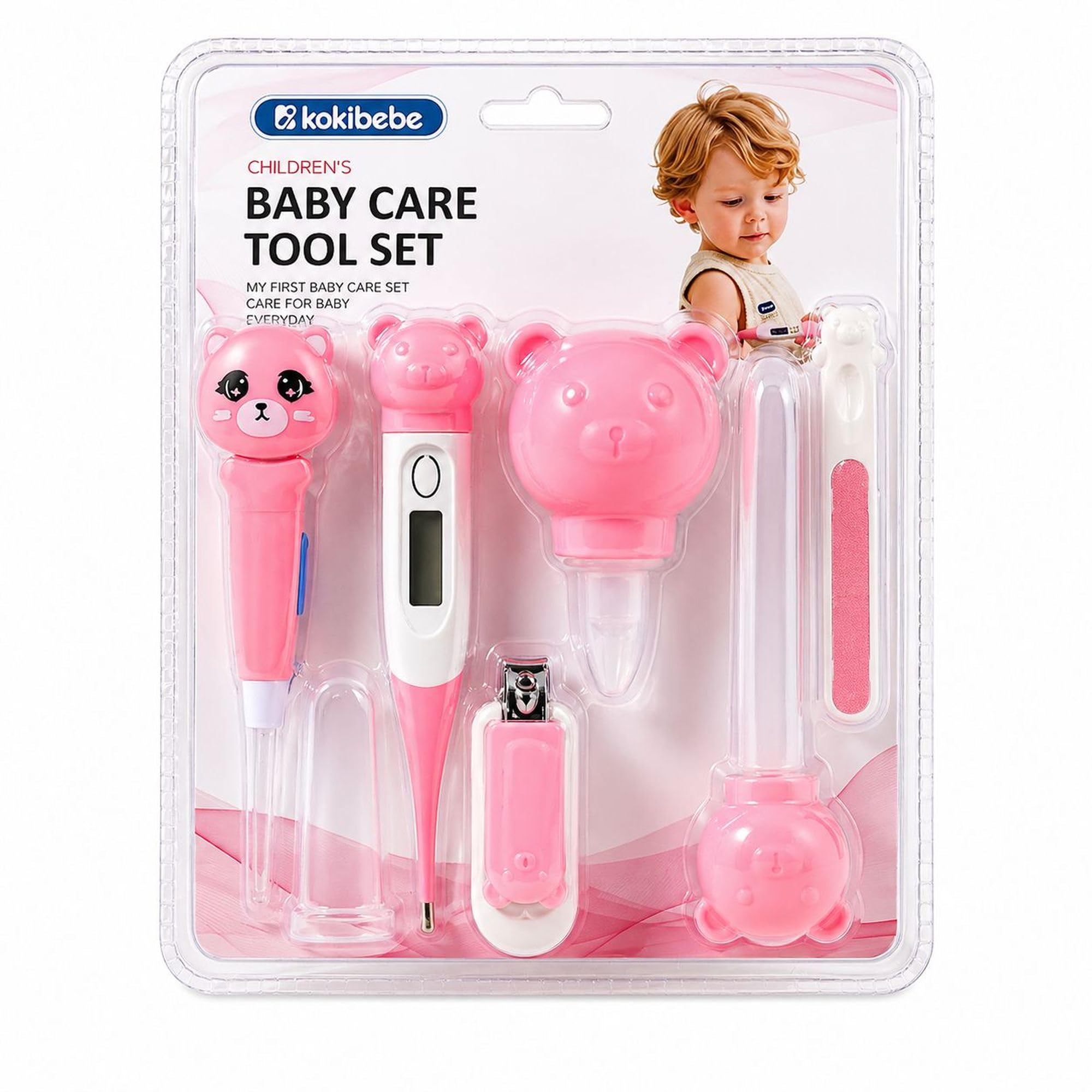 HI MOM Baby Care Tool Set 5 in 1 Newborn Healthcare Grooming Kit with Digital Thermometer Nasal Aspirator Medicine Dropper Nail Clipper and Feeding Spoon for Infants Toddlers-image-6