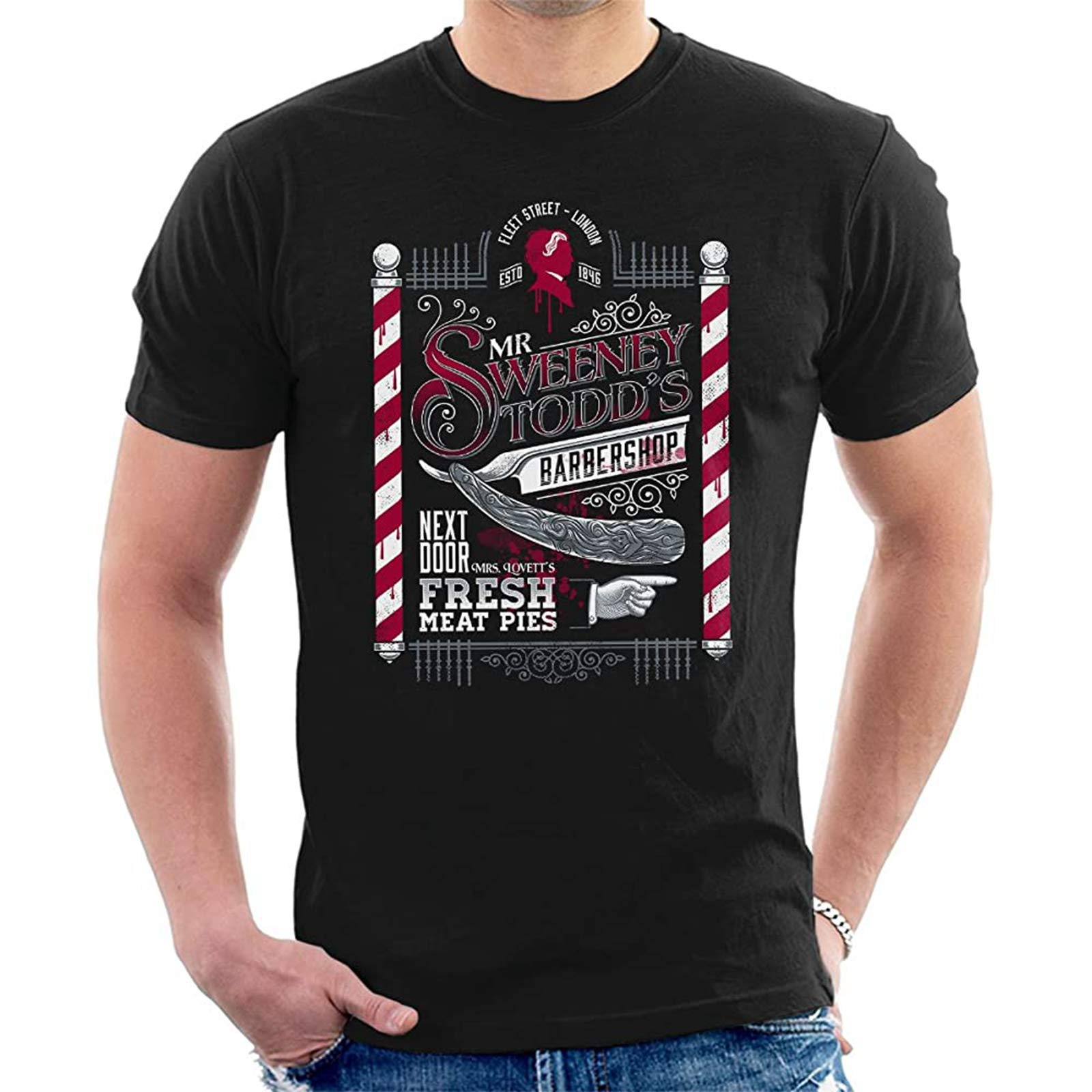 Demon Barber Mr Sweeney Todds Barbers Shop Men's T Shirt Black