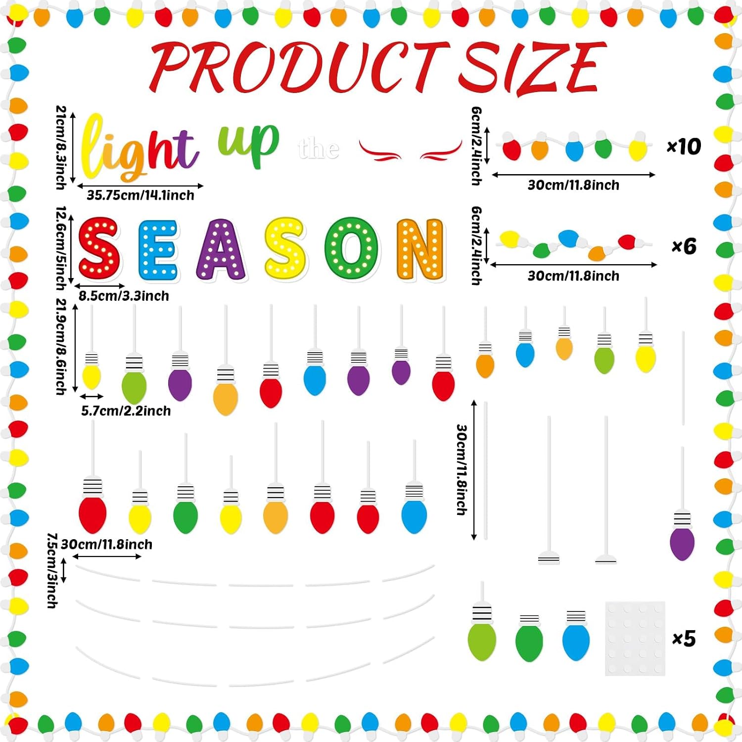 Christmas Bulletin Board Decorations Light Up The Season Classroom Paper Cutouts Christmas Light Bulb Inspirational Decor for Holiday Sunday School Classroom Chalkboard Wall Decor Teacher Supplies image 2