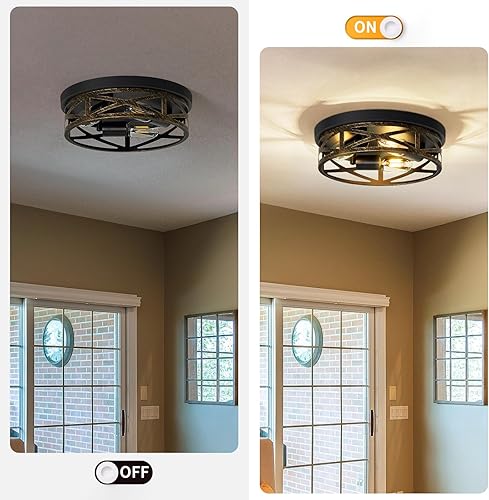 Miniatura 6 de ZHU YAN Paquete de 2 lámparas de techo de montaje empotrado, 3 luces vintage de granja, accesorios de iluminación de cocina, accesorios de