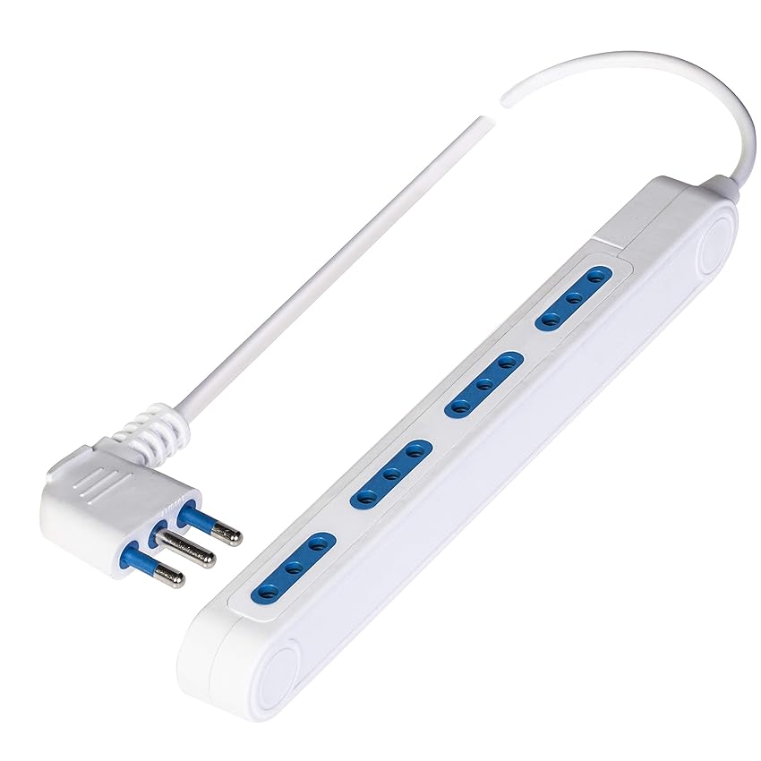 Poly Pool PP2520 Presa Multipla Spaziozero con Spina e 4 Prese 10 A Piccole 1,5 m Cavo Ingombro Ridotto, Bianca