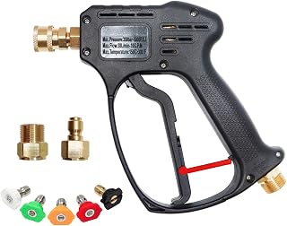 EDOU DIRECT Pressure Washer Short Gun Kit | 5,000 PSI Max Working Pressure | Includes: 3/8" Quick-Connect, 1/4" Quick-Connect M22-15 Hose Connector, 5 Spray nozzles (0°/15°/25°/40°/Soap)