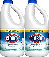 Clorox Splash-Less Concentrated Bleach, Clean Linen Scent, 40oz Pack of 2 - Powerful Stain Remover for Laundry & Home