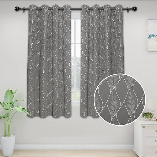 Miniatura 2 de Easy-Going Cortina opaca 100 % jacquard 3D, elegante textura con bloqueo de luz, para sala de estar, lujosa cortina gruesa que reduce el ruido, 2