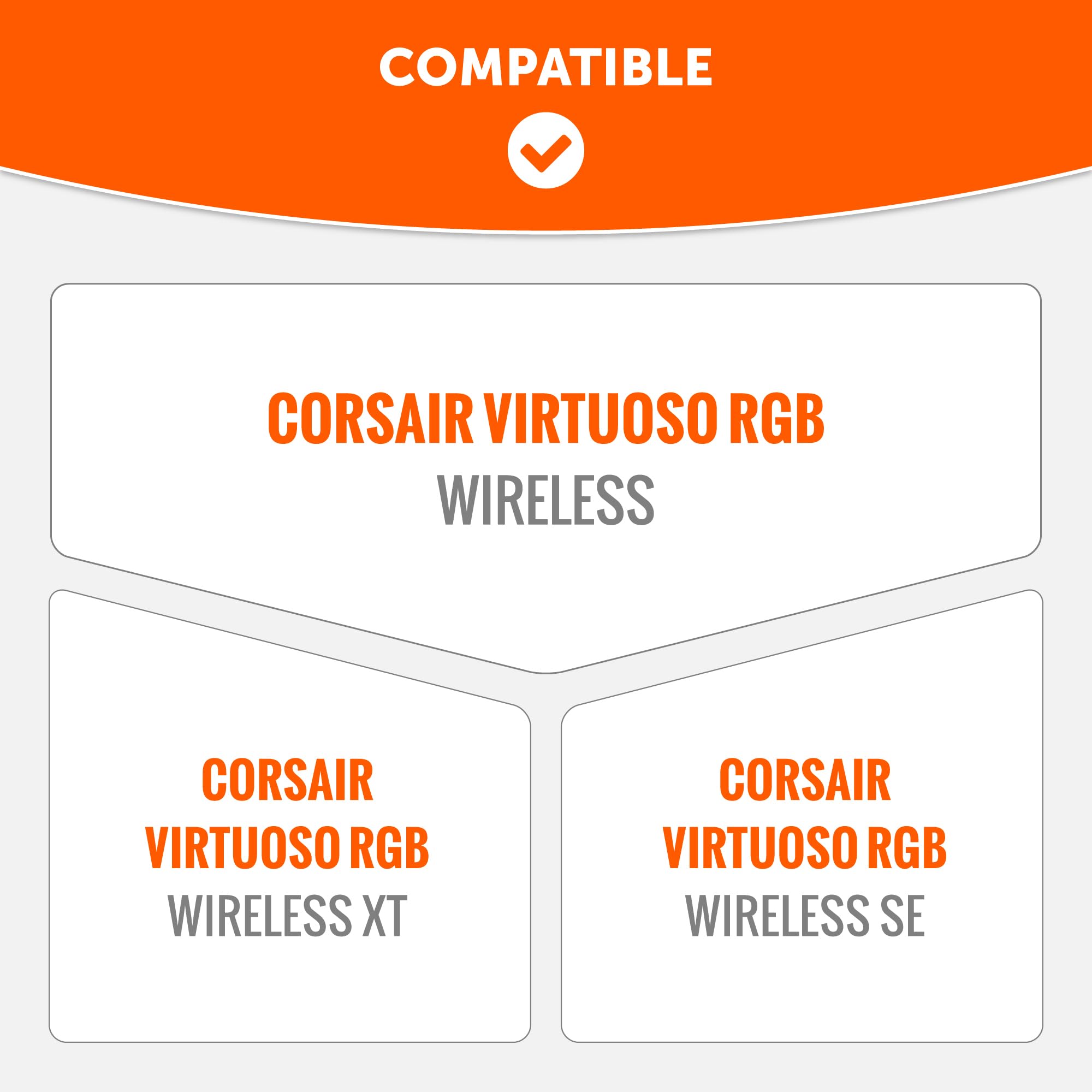 WC BandZ Virtuoso V2 - Silicone Headband Cover for Corsair Virtuoso Headphones by Wicked Cushions | Machine Washable, No More Flaking Leather | For Virtuoso Wireless, XT, and SE | Geo Grey