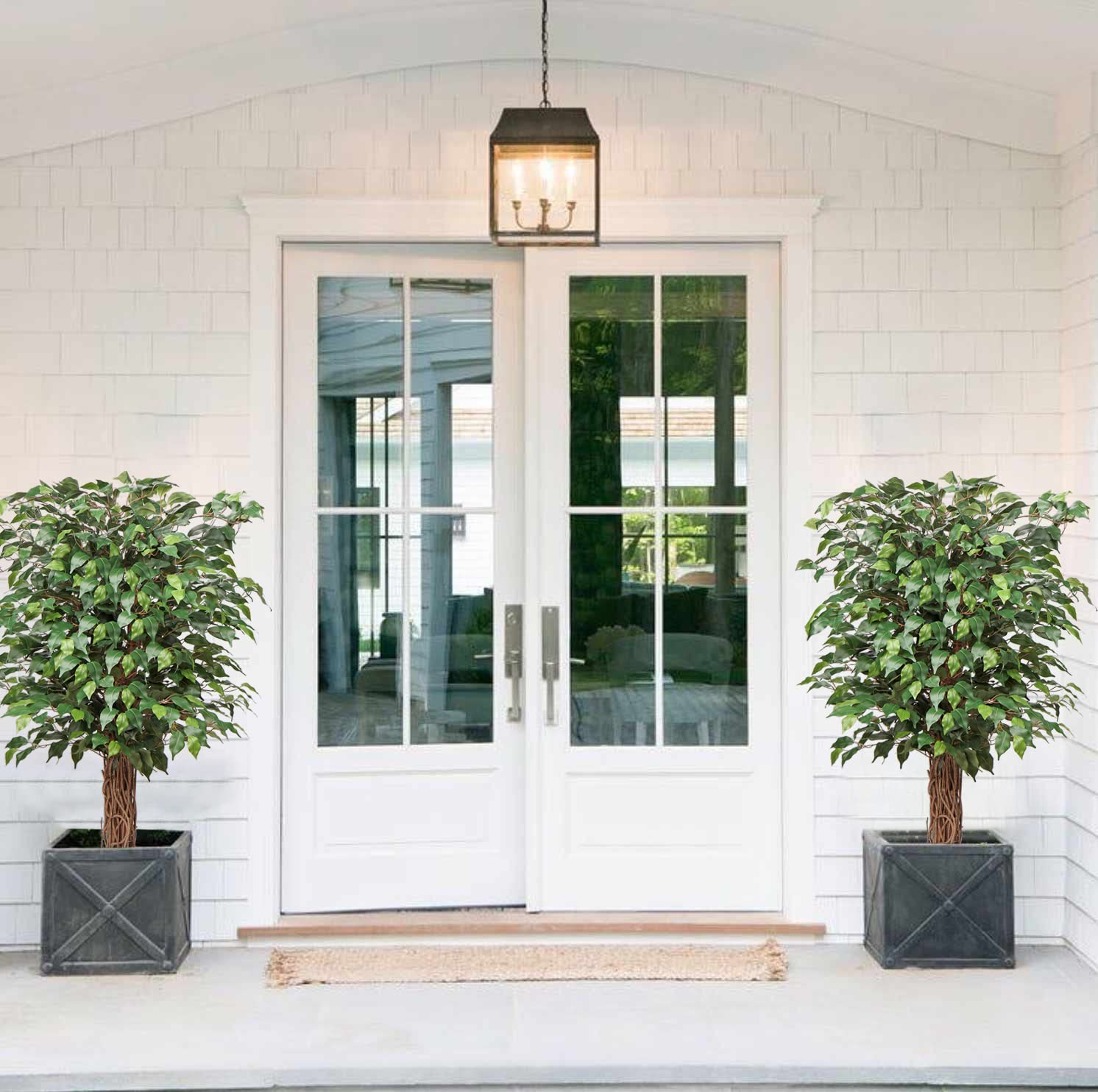 Hollyone Ficus Benjamini Grande plante artificielle de 123 cm de haut avec 672 feuilles, idéale pour salle à manger, entrée et décoration intérieure