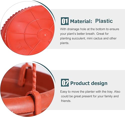 Miniatura 9 de DOITOOL 10 juegos de macetas colgantes de plástico para plantas de interior, maceta colgante pequeña con platillo para plantas, macetas colgantes de