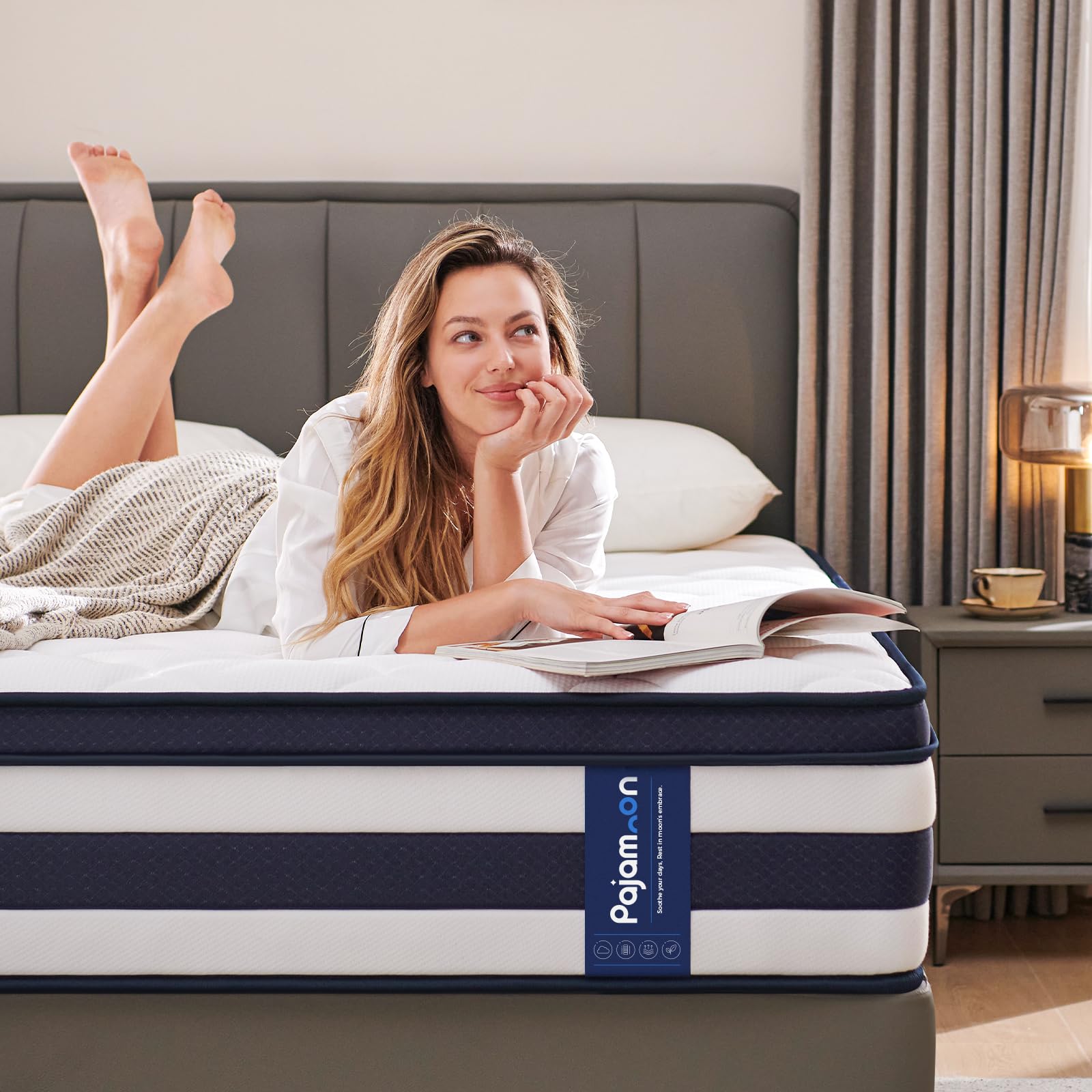 pajamoon Matratze 90x200 cm, Waldluft Taschenfederkern & Kaltschaum Matratze, 28 cm Höhe, Mittelfest, Atmungsaktiver Tencel Bezug, Oeko-TEX Zertifiziert, 100 Nächte Probeschlafen