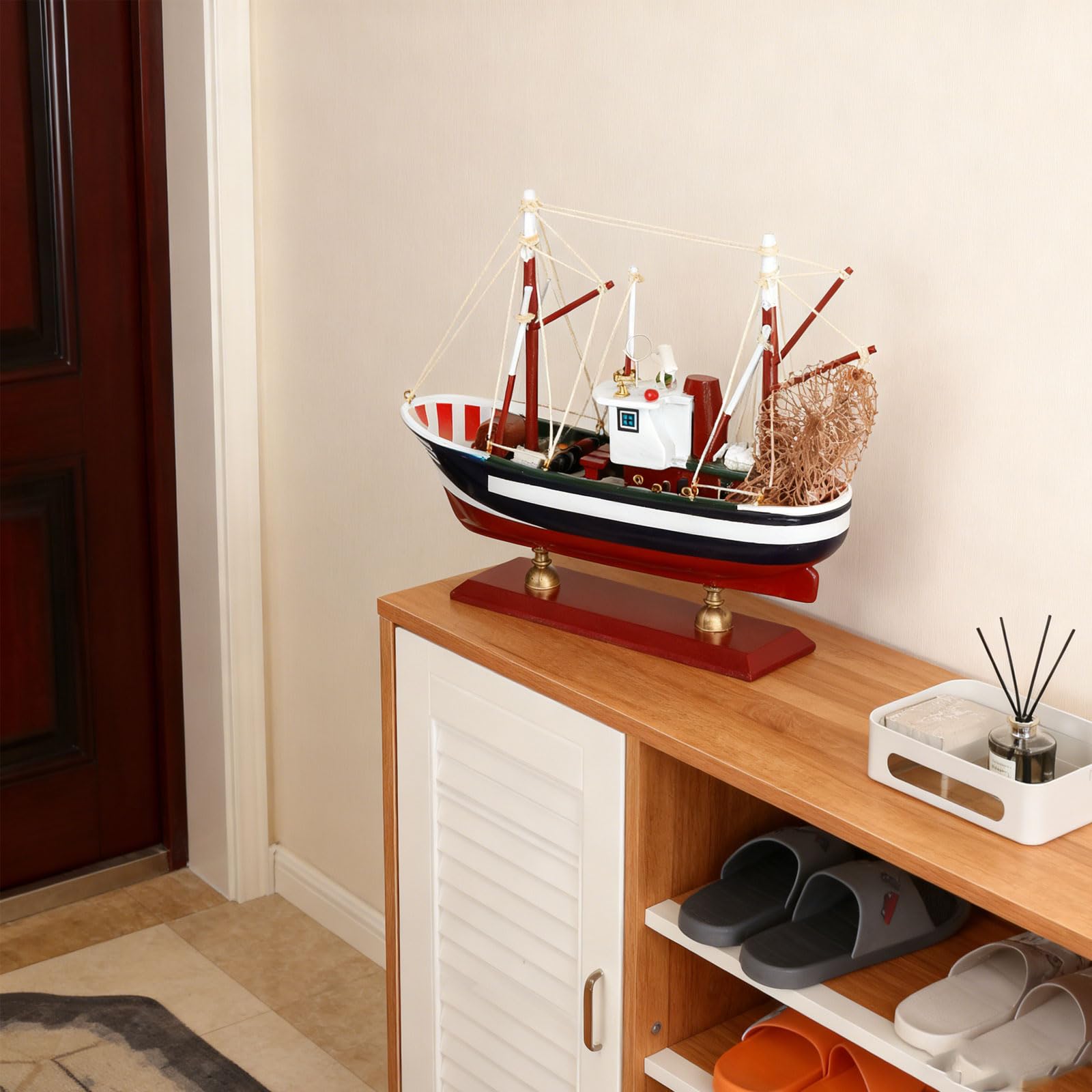YLME Maquette De Bateau De Pêche Maquette Finie De Bateau De Pêche Simulé Décorations De Modèle De Bateau De Pêche en Bois Massif en Bois De Chalutier d'europe du Nord,C