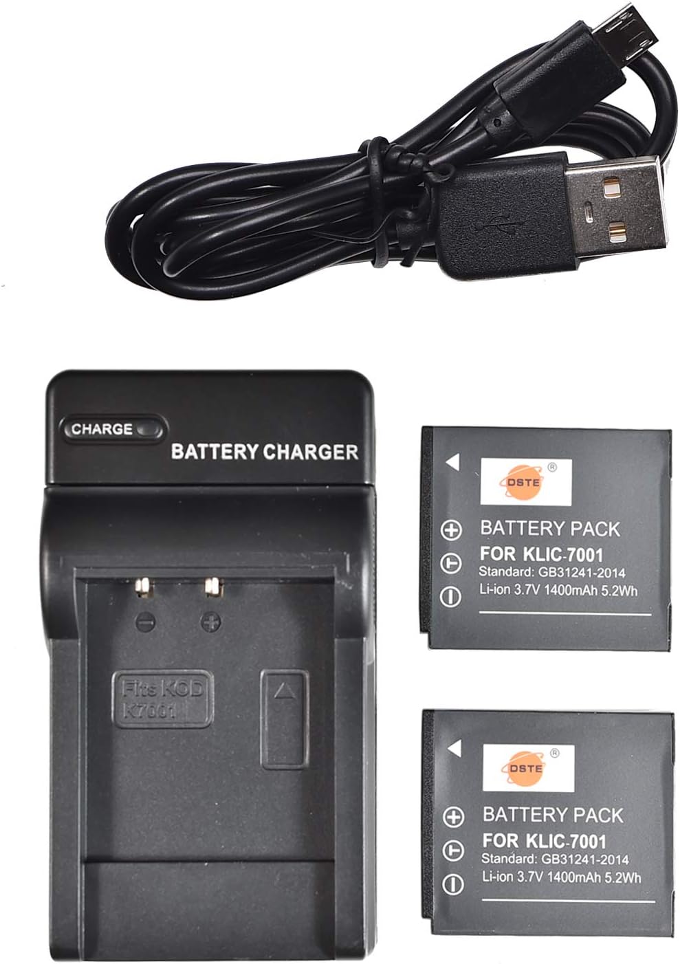 DSTE KLIC-7001 - Batería y cargador para cámara Kodak M1063 M1073 is M320 M340 M341 M753 M763 M853