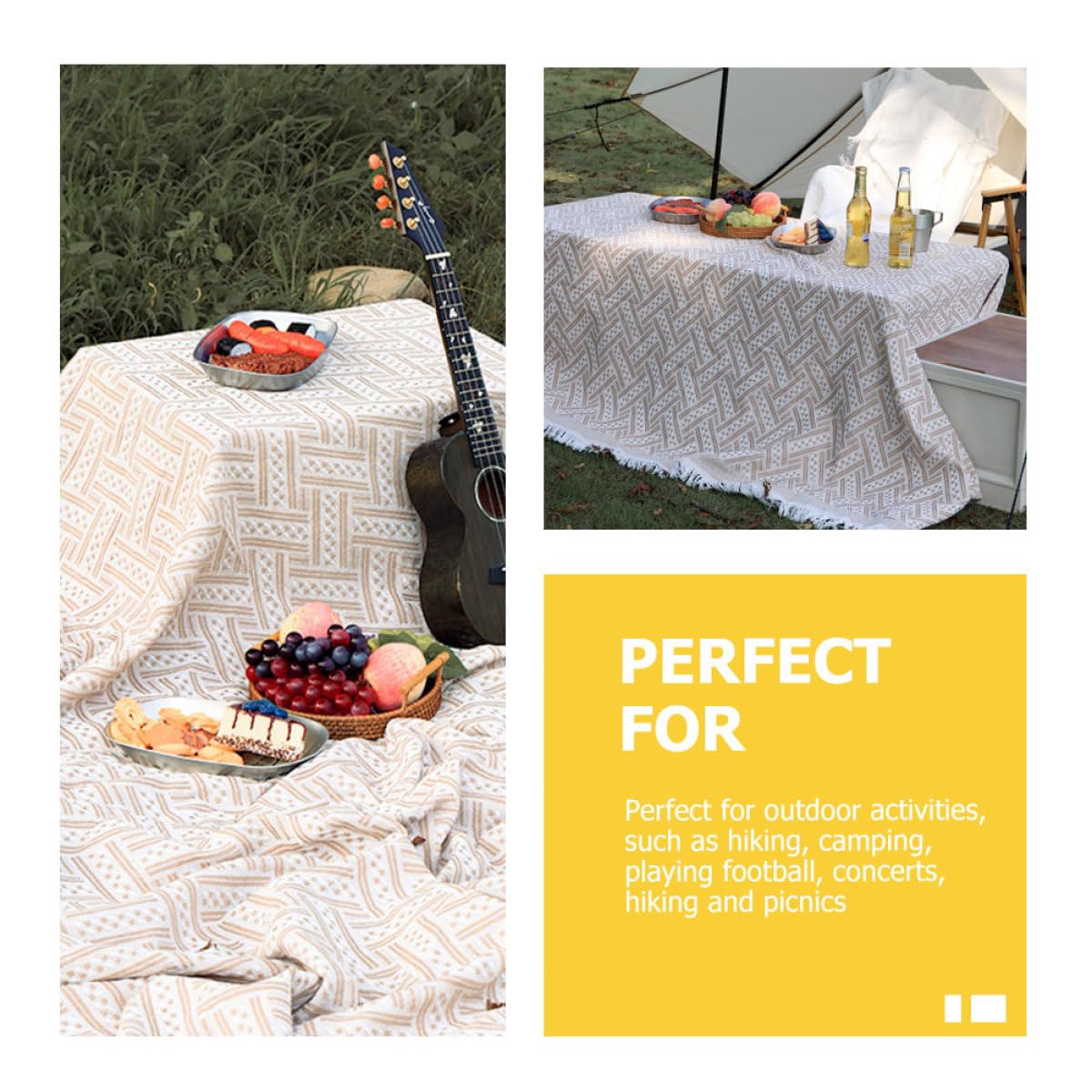 Manta de Picnic y Resistente para Camping, Esterilla de Algodón y Poliéster, Ligera y Plegable para Actividades al Aire Libre y Playa