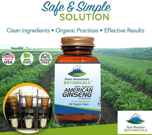 Miniatura 3 de Pure Mountain Botanicals Cápsulas de ginseng americano – Cápsulas veganas kosher ahora con 400 mg de raíz de ginseng Panax Quinquefolia